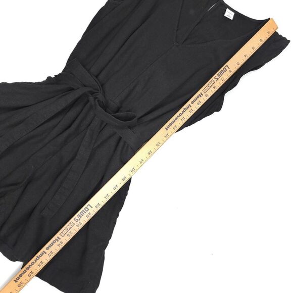 OLD NAVY Linen Minimal Boho Belted Flutter Sleeve Romper Black Jack Womens XS - Picture 2 of 8